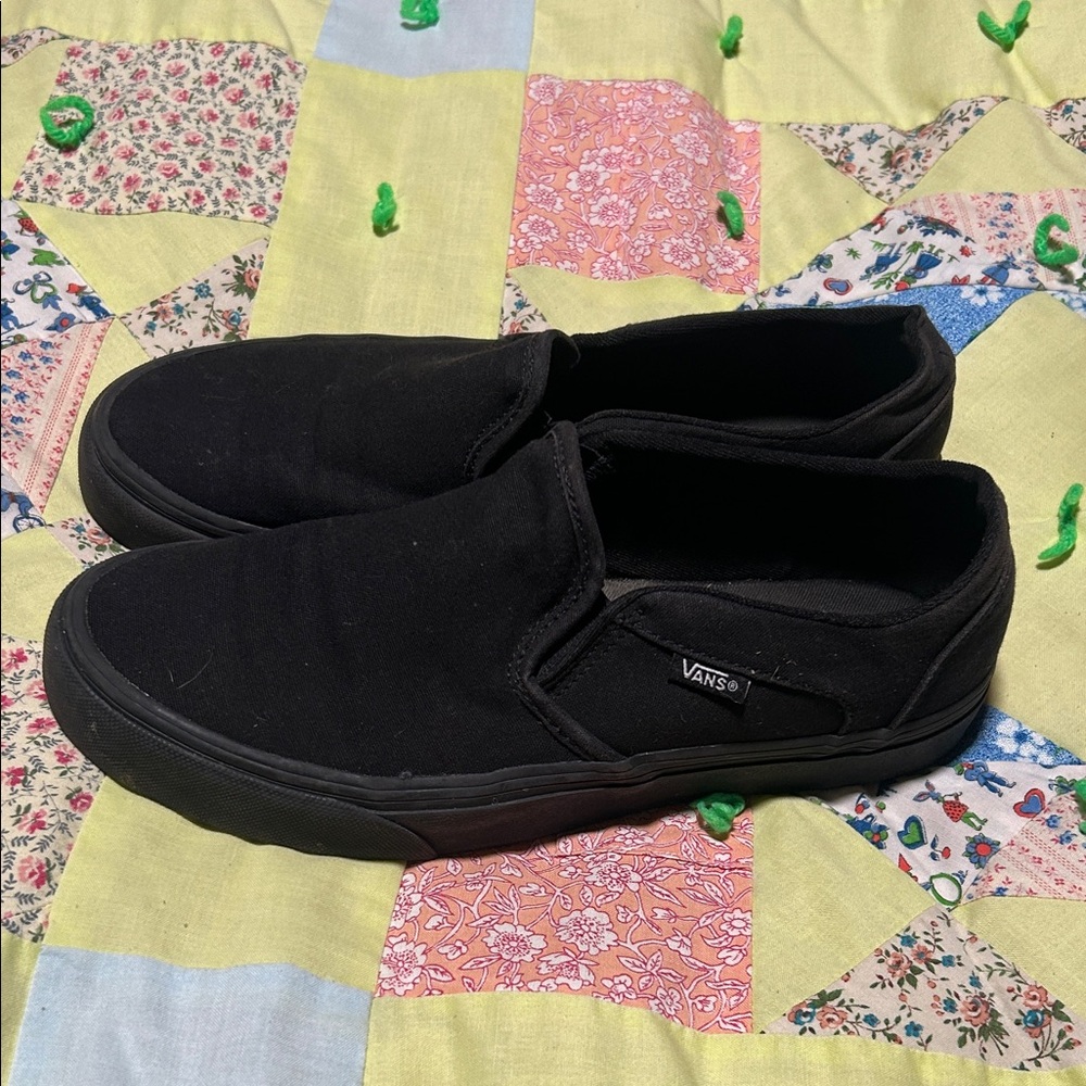 Vans Men's Black Canvas Slip-On Sneakers